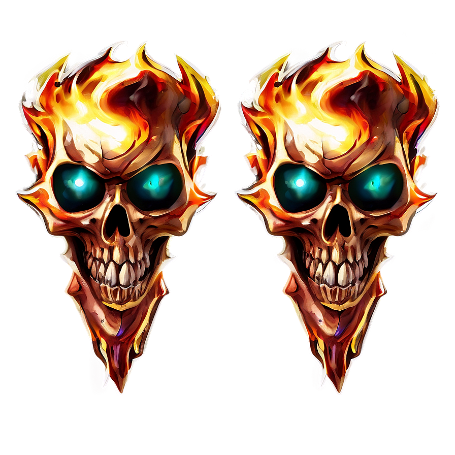 Fiery Blaze Skull Png 06252024