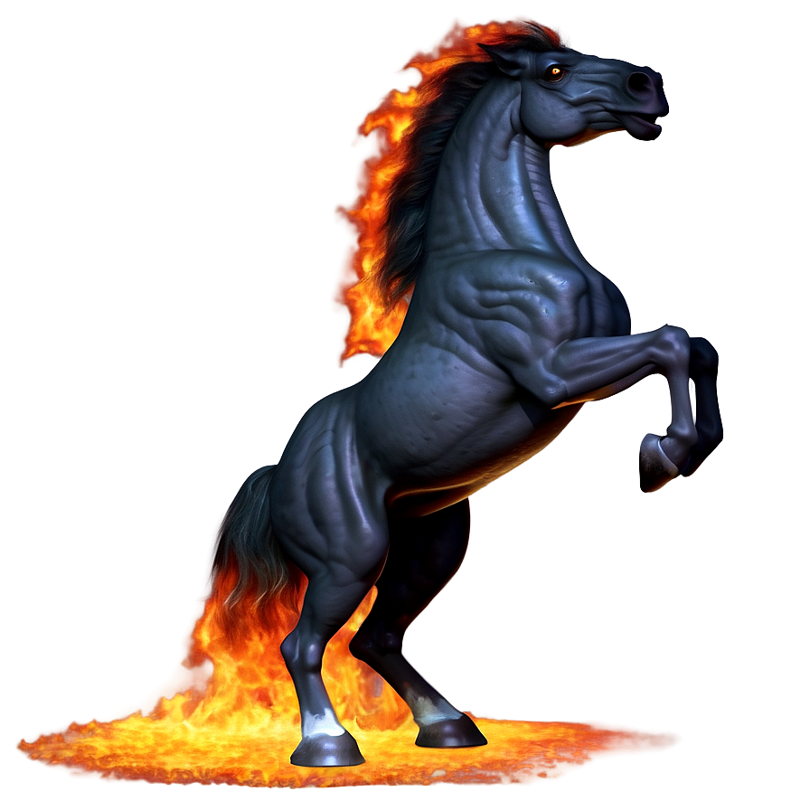 Fiery-eyed Black Nightmare Horse Png Fyf