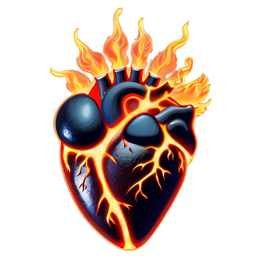 Fiery Heart Clipart Passion Png 05252024