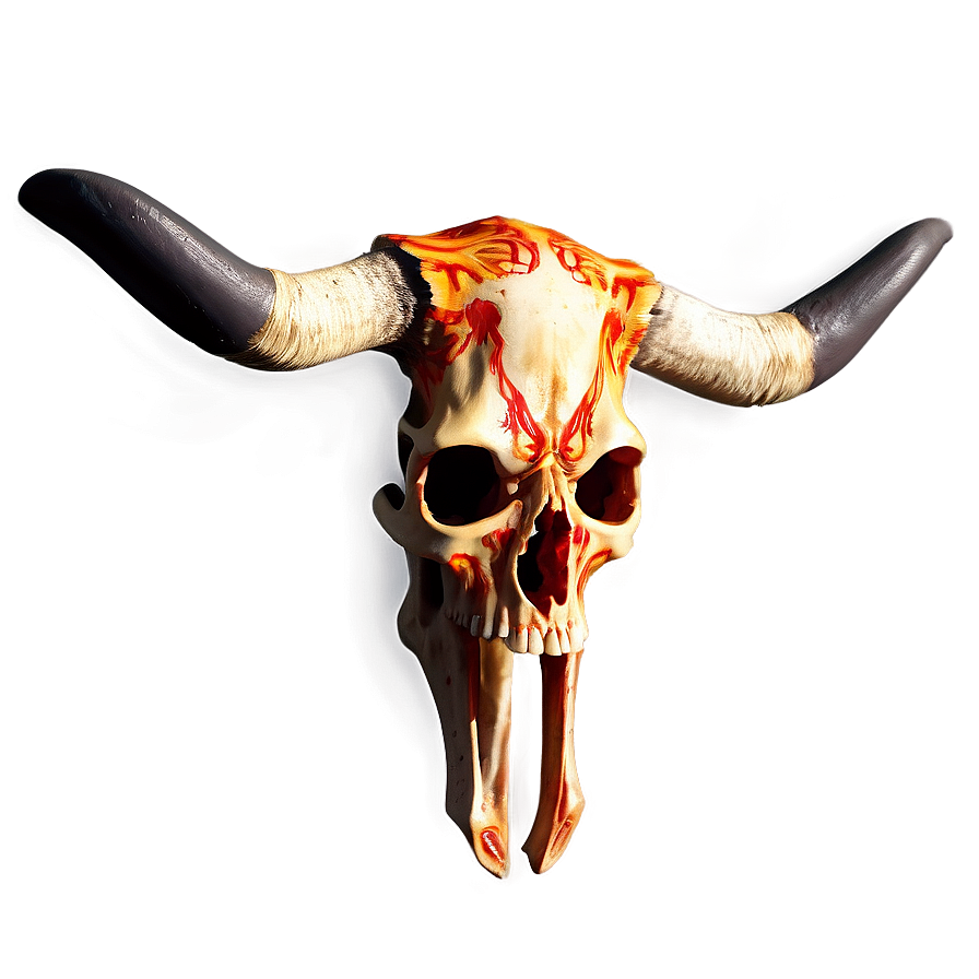 Fiery Longhorn Skull Concept Png Wkk94