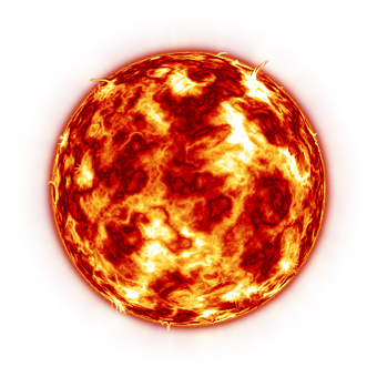 Fiery Sun Close Up PNG with transparent background