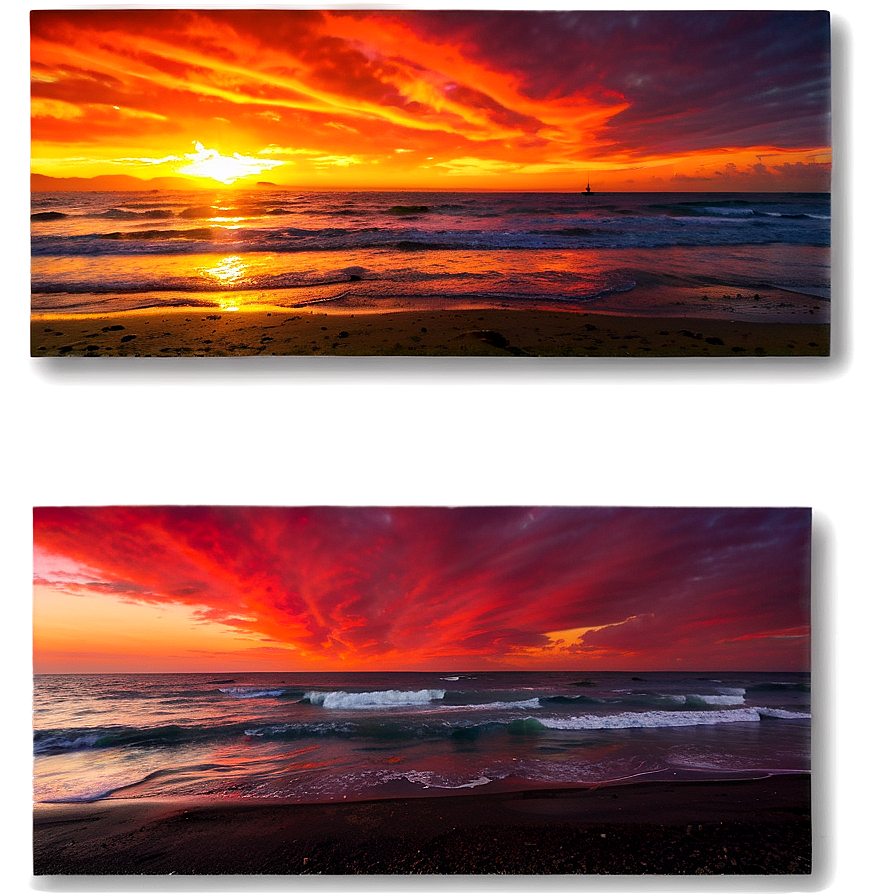 Fiery Sunset At The Beach Png 72