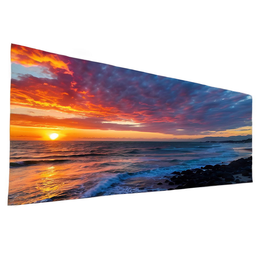 Fiery Sunset Over Ocean Photo Png Bxa