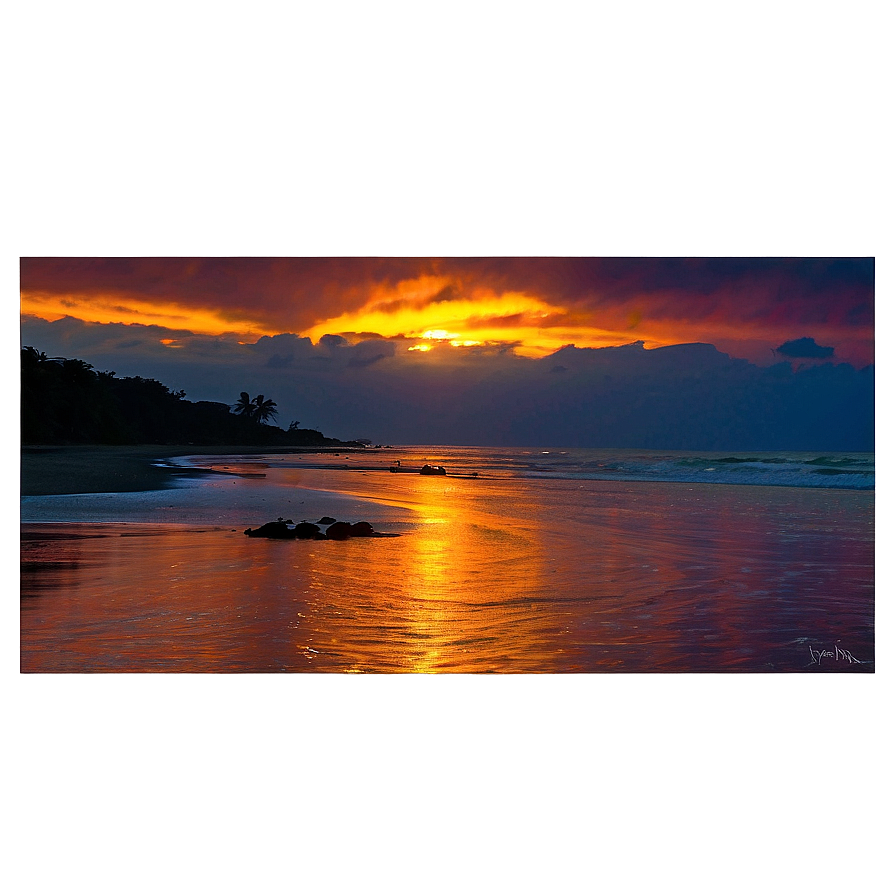 Fiery Sunset Over Ocean Photo Png Tok