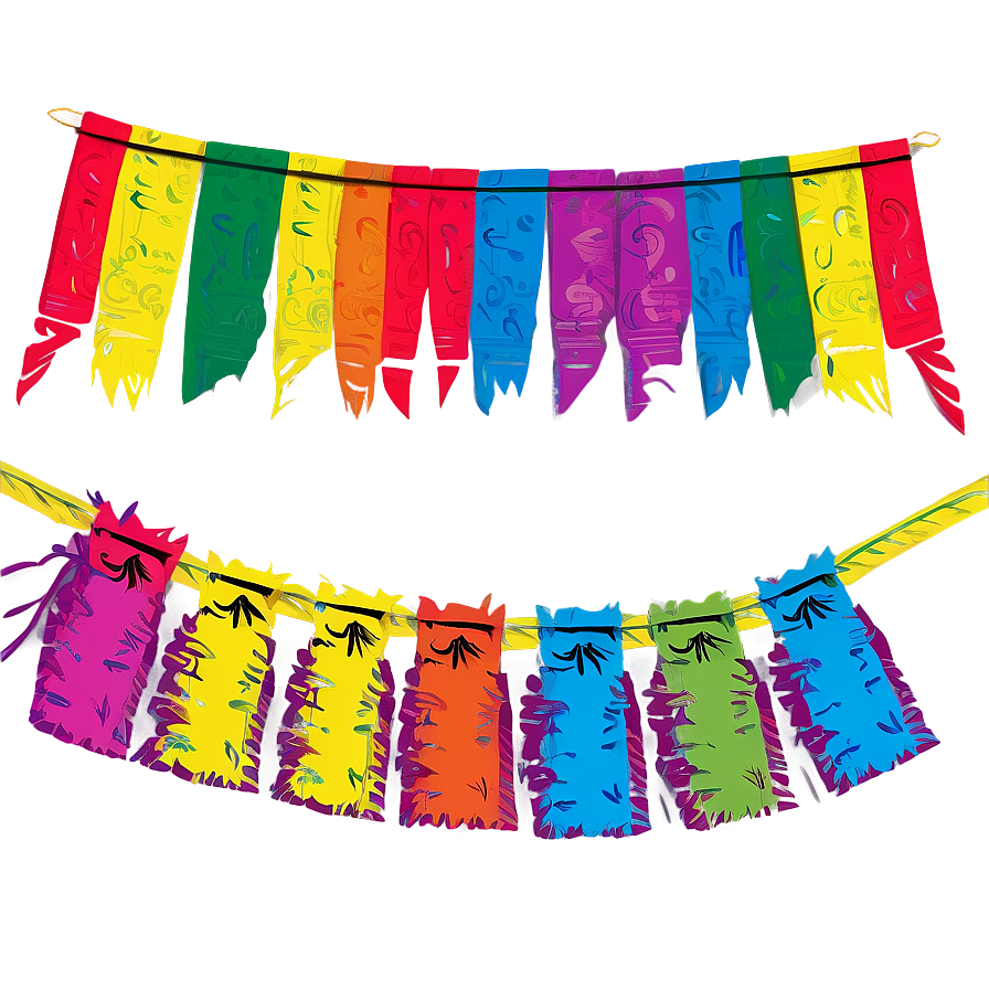 Fiesta Banner With Pinatas Png Ihn70