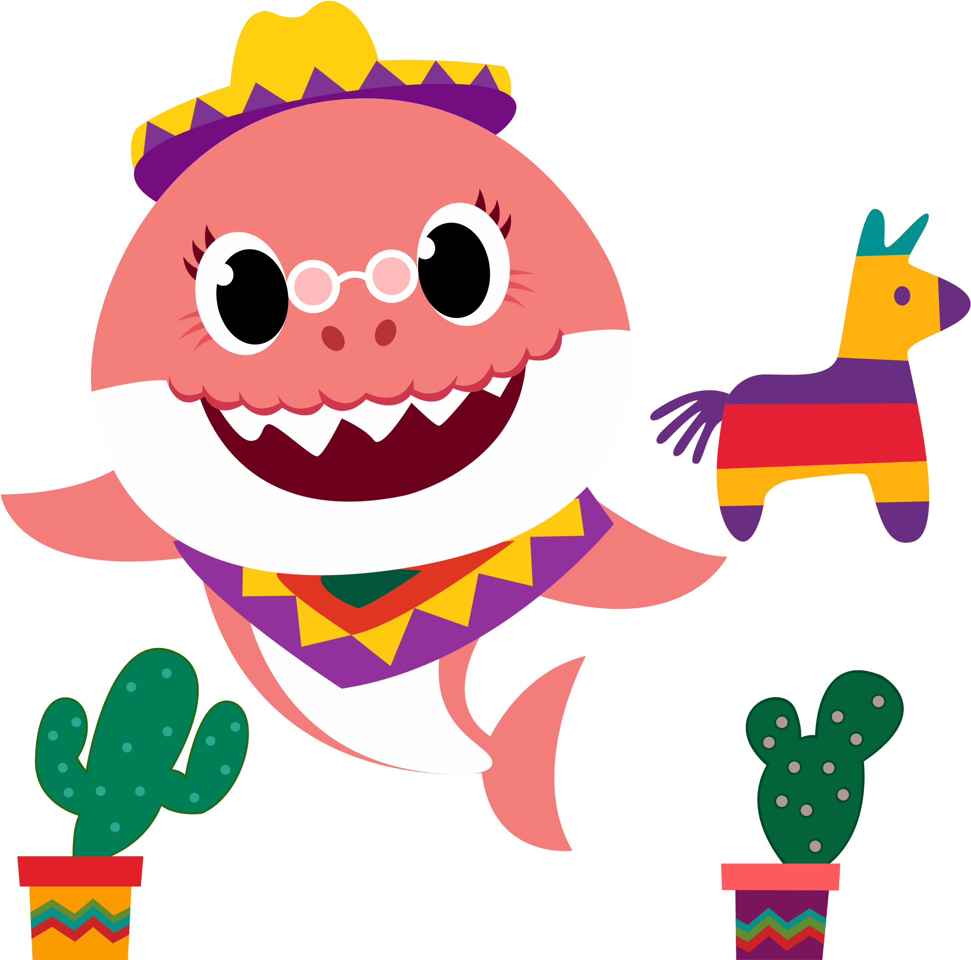 Fiesta Shark Grandma Cartoon