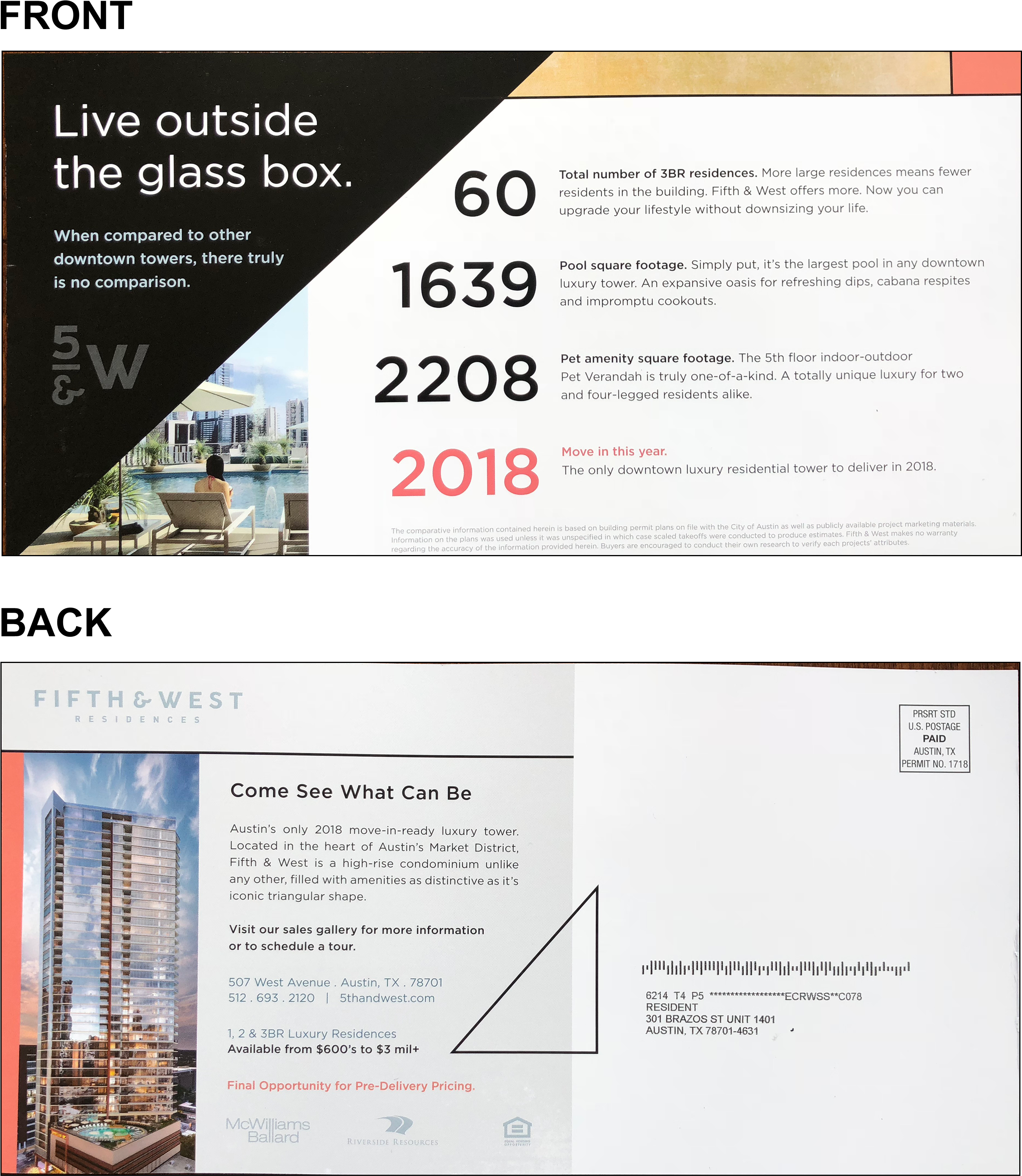 Fifthand West Residences Promotional Mailer PNG image with a transparent background, free high-resolution download