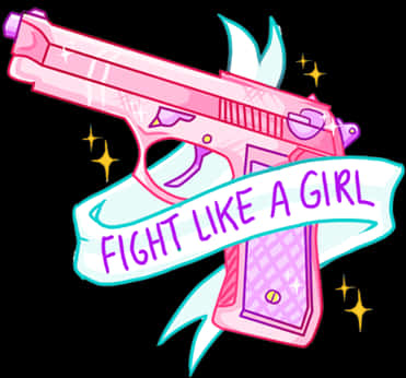 Fight Like A Girl Pistol Illustration