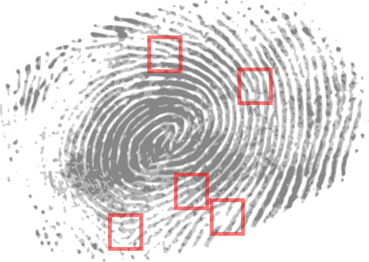 Fingerprint Analysis Red Markers PNG with transparent background