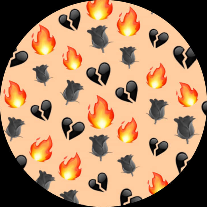 Fire_and_ Broken_ Heart_ Emoji_ Pattern PNG with transparent background