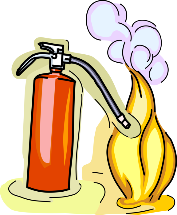 Fire Extinguisherand Flame Cartoon