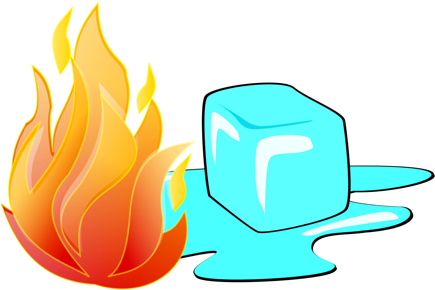 Fireand Ice Cube Illustration PNG with transparent background