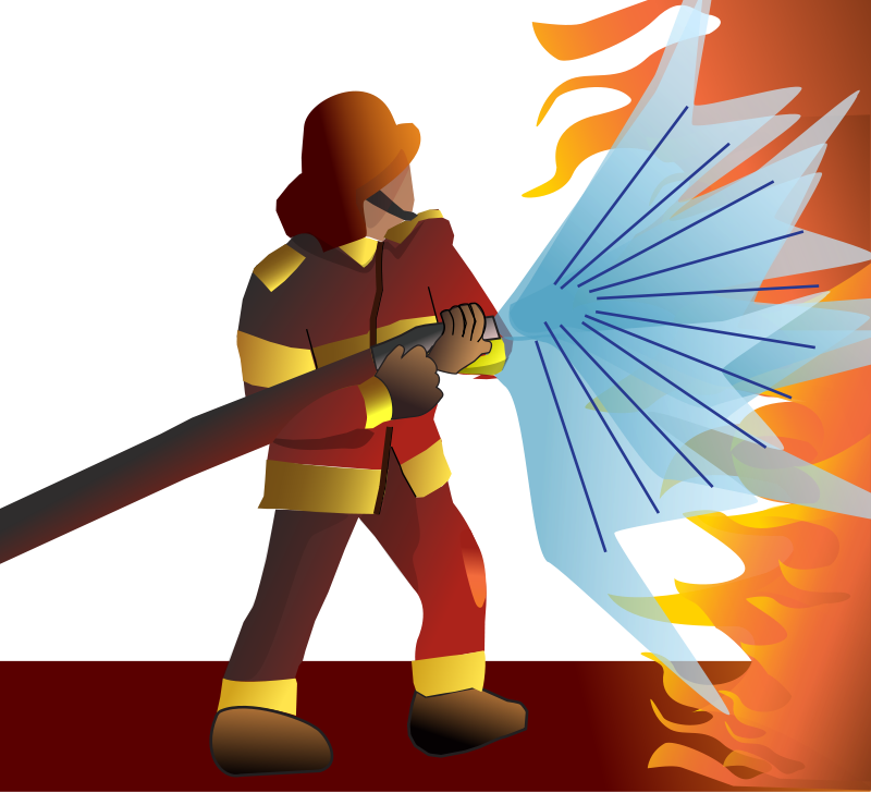 Firefighter Extinguishing Flames PNG with transparent background