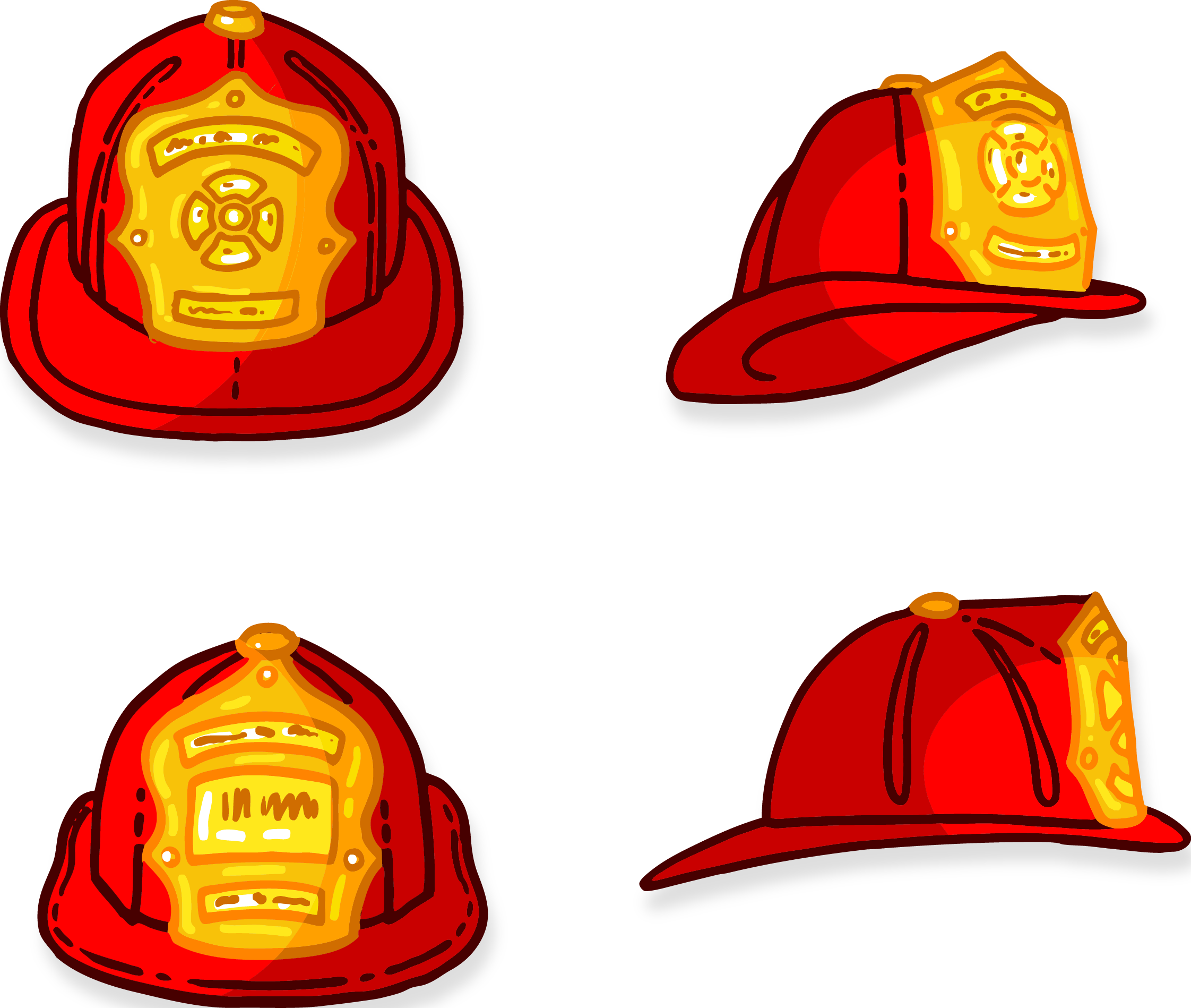 Firefighter Helmets Cartoon Vector