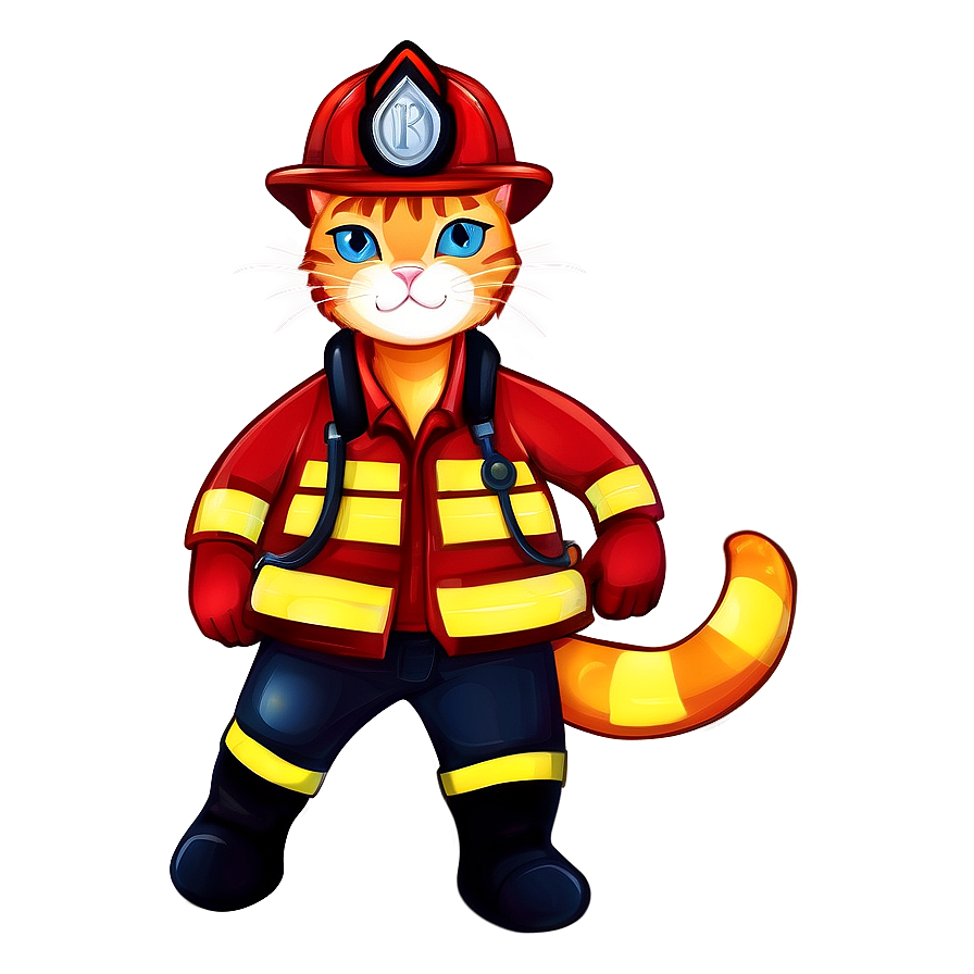 Firefighter Hero Cat Vector Png Cav68