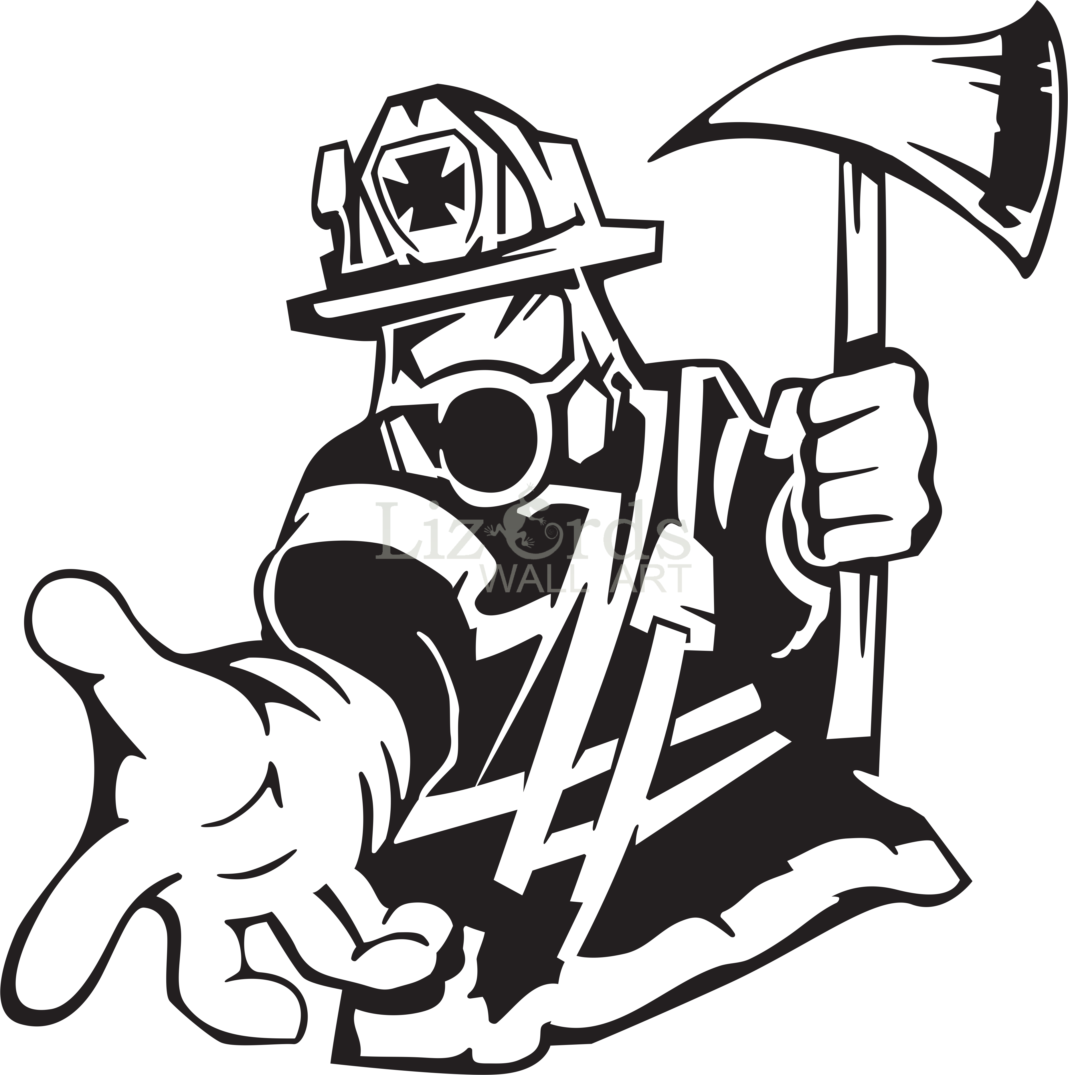 Firefighter Silhouette Vector Art