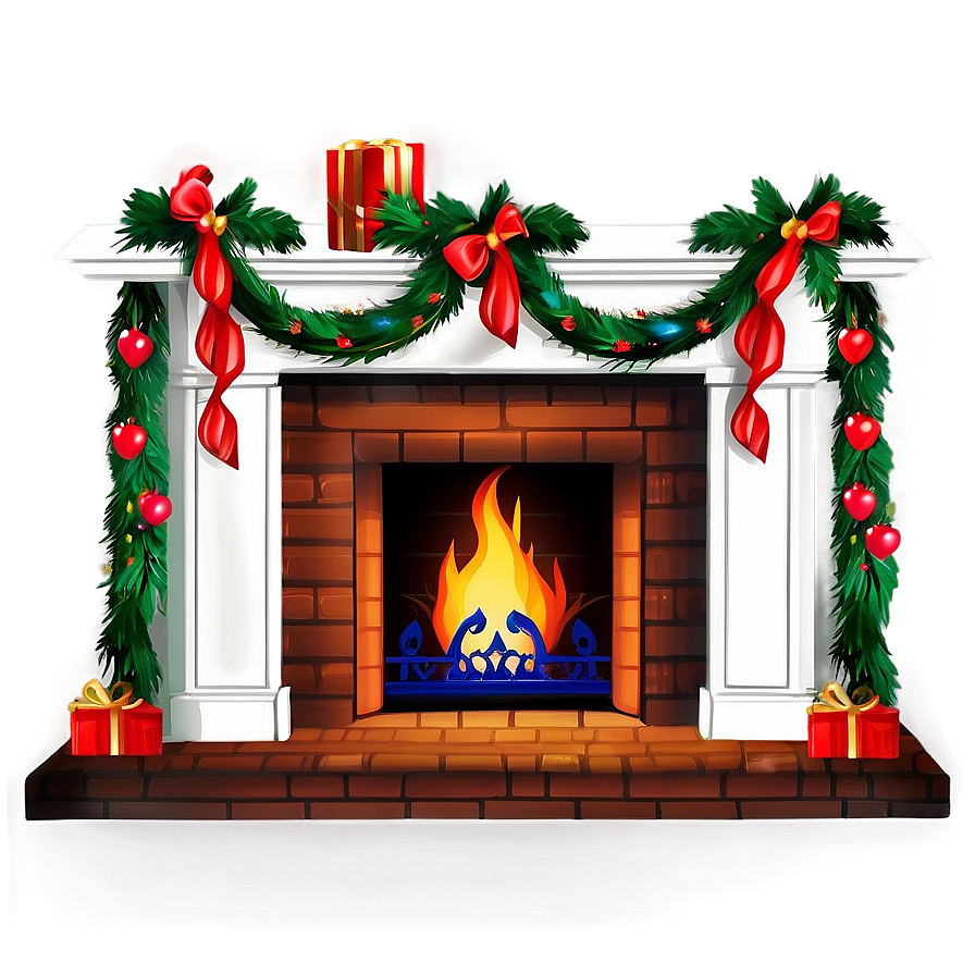 Fireplace Mantel Christmas Decoration Png Pma