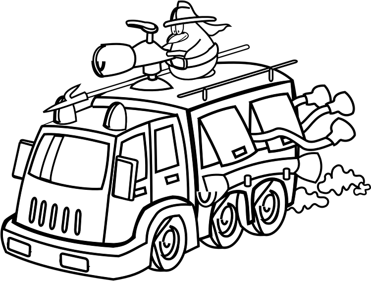 Truck Armored Gun Mounted - Firefighter Truck Clipart Black And White, HD Png Download PNG with transparent background