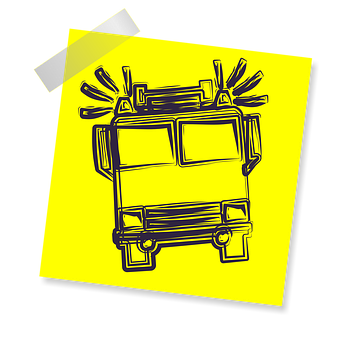 Firetruck Sketchon Yellow Background PNG with transparent background