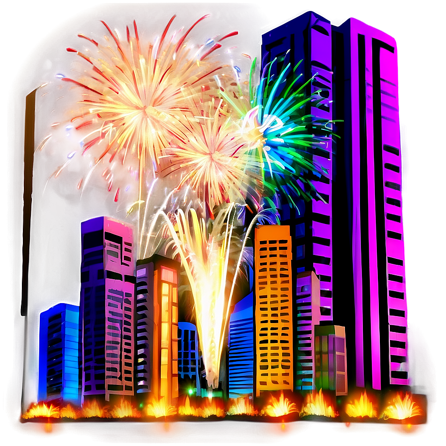 Fireworks Over City Png Gel39