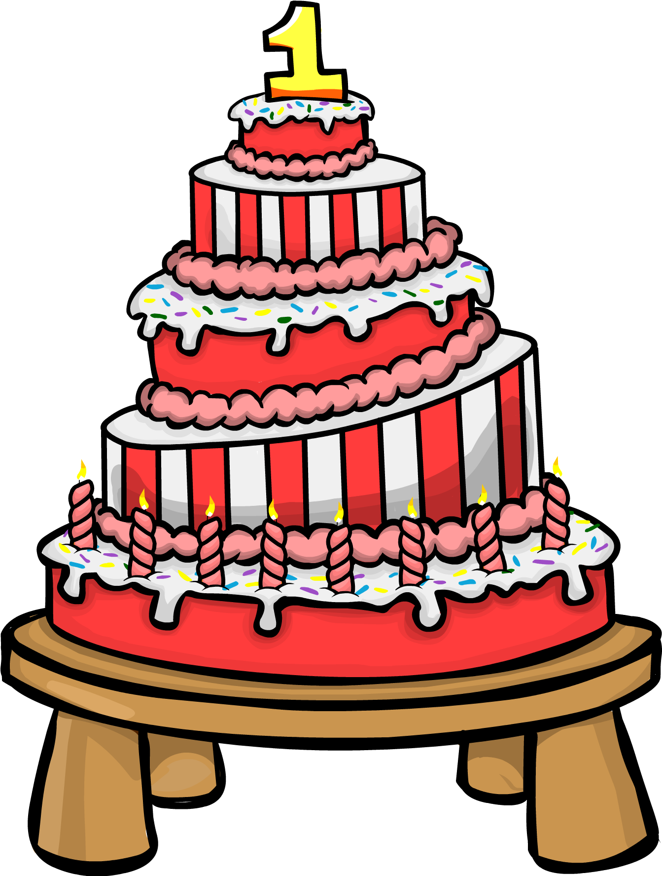 First Birthday Celebration Cake Illustration