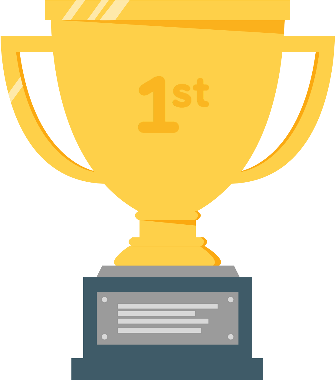 First Place Gold Trophy PNG with transparent background