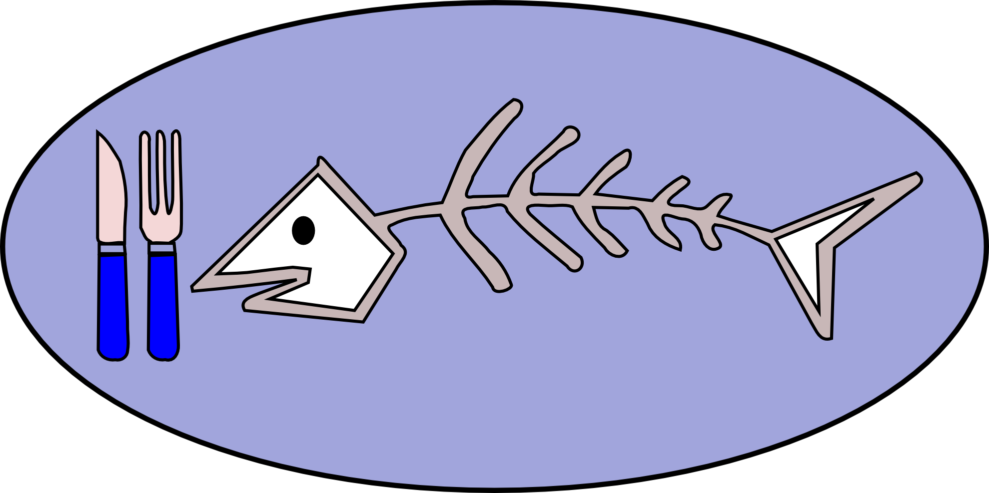 Fish Bone Plate Cartoon Illustration