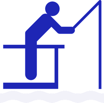 Fishing Pictogram Blue Figure PNG with transparent background