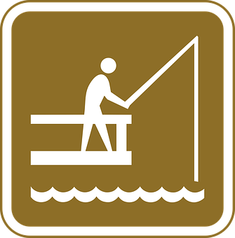 Fishing Pictogram Brown Background PNG with transparent background