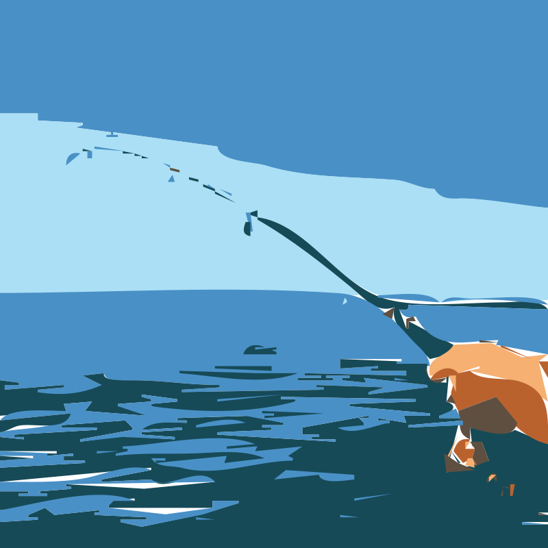 Fishing Rod Castingat Lake PNG with transparent background