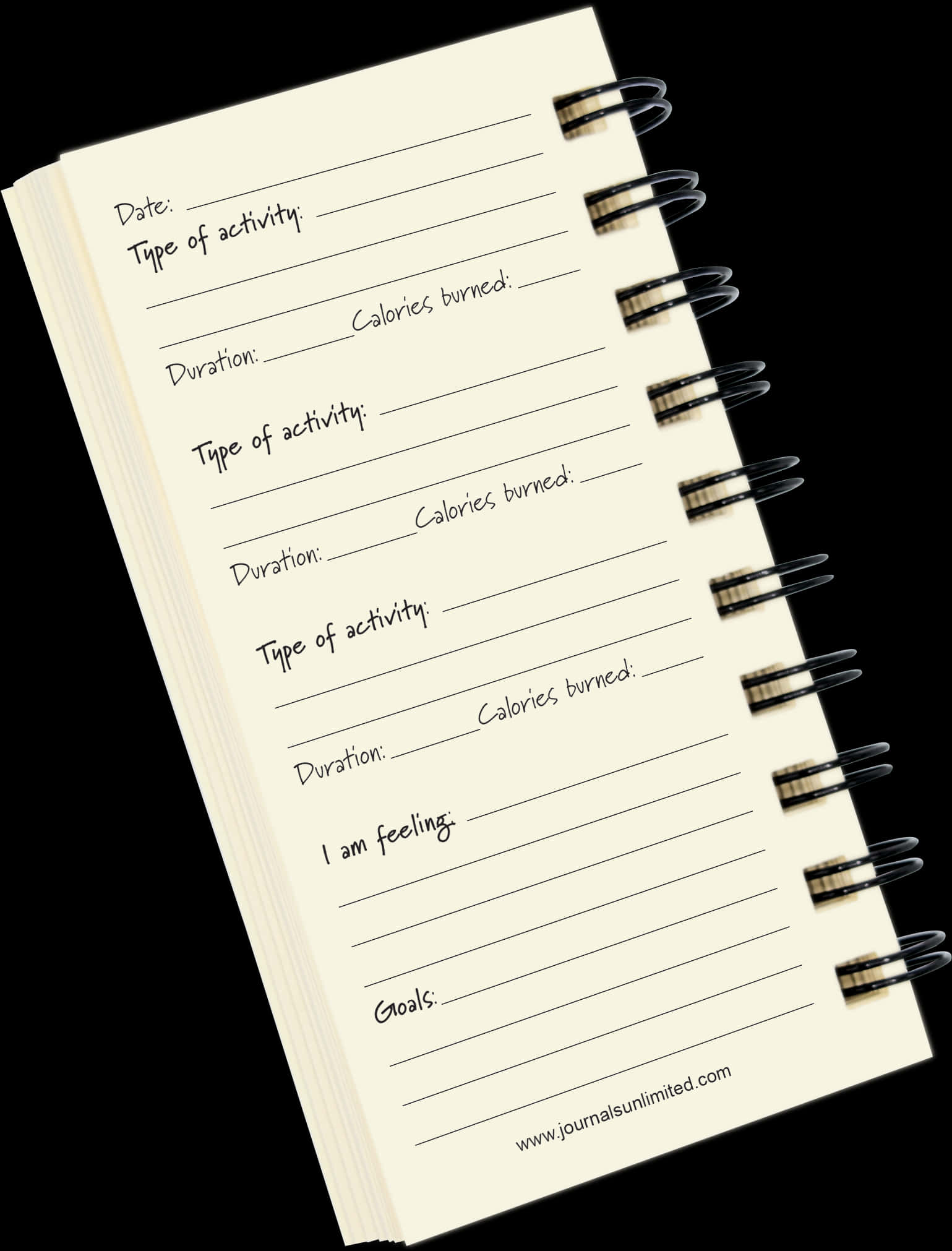 Fitness Activity Tracker Notebook PNG with transparent background