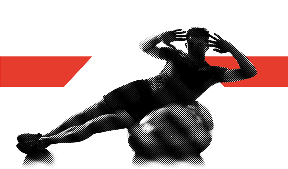 Man Doing Side Crunch On Exercise Ball - Exercise Ball PNG with transparent background