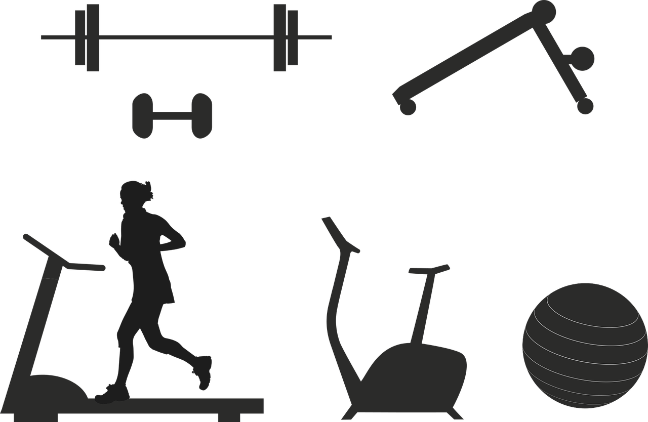 Fitness, Devices, Dumbbell, Treadmill, Ergometer, Sport - Black And White Fitness Equipment, HD Png Download PNG with transparent background