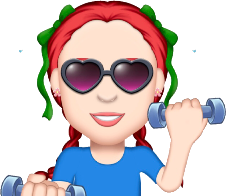 Fitness Emoji Red Hair Sunglasses Dumbbell