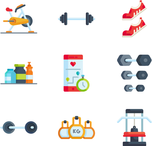 Fitness Equipment Icons Set