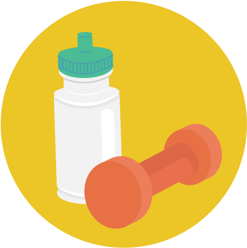 Fitness Water Bottleand Dumbbell Icon