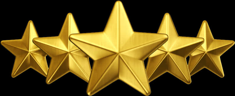 Five Gold Stars Black Background