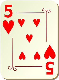 Five_of_ Hearts_ Playing_ Card PNG with transparent background