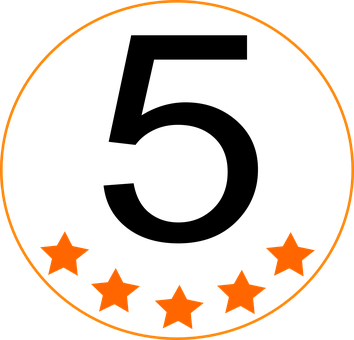 Five Star Rating Graphic PNG with transparent background