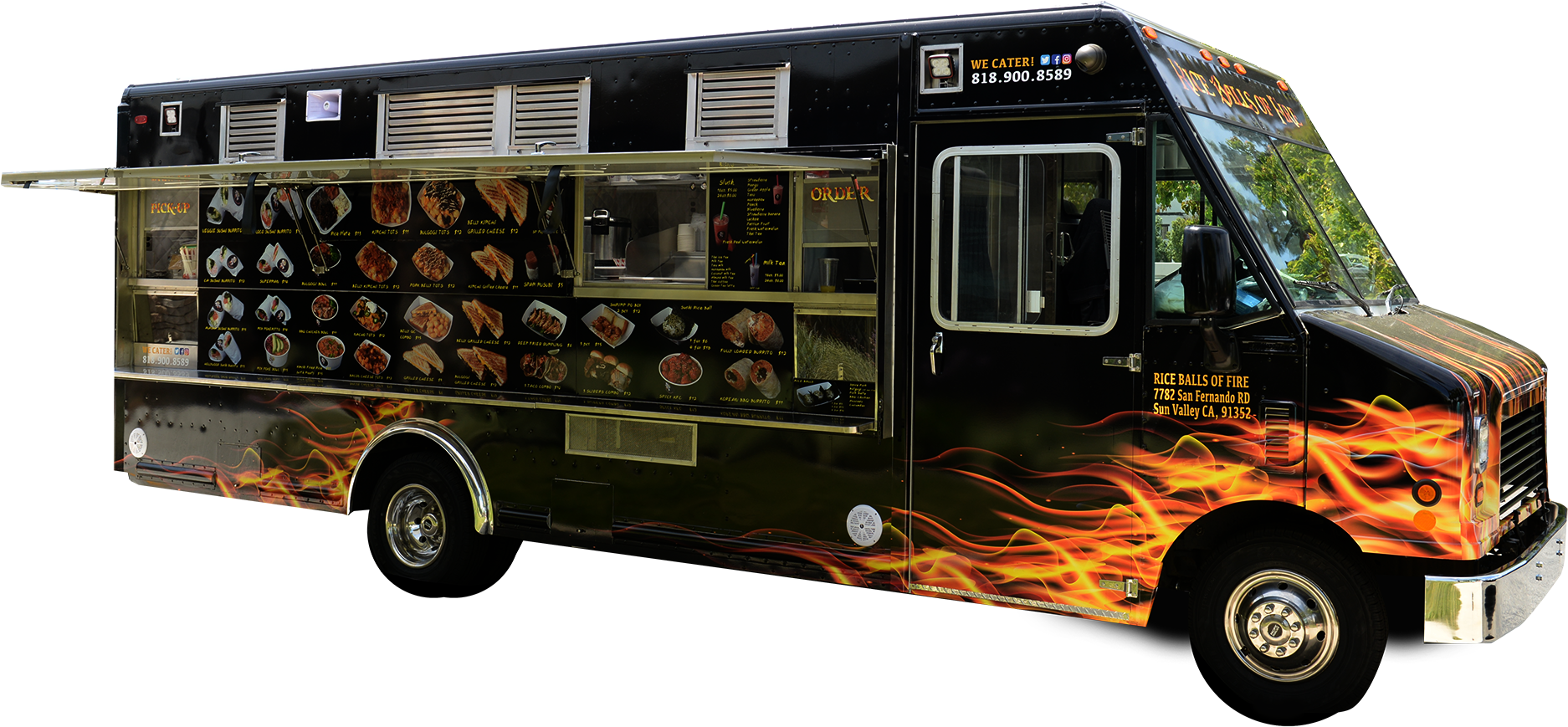 Flame Decorated Food Truck