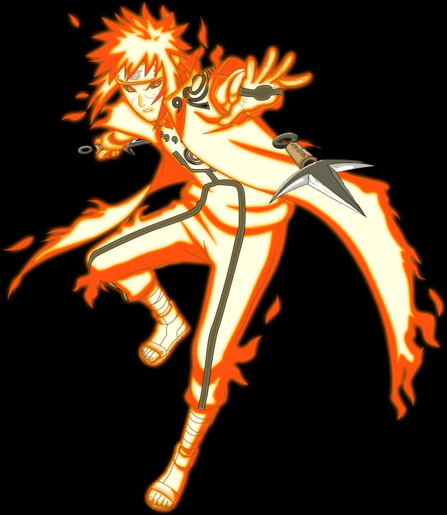 Flaming_ Anime_ Character_ Art PNG with transparent background