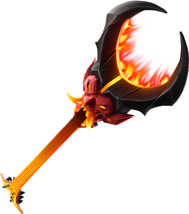 Flaming Axe Fantasy Weapon PNG with transparent background