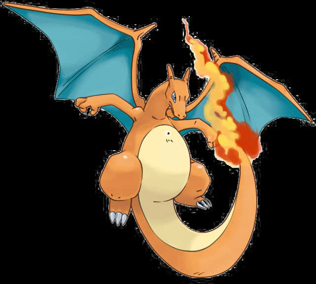 Flaming Charizard Artwork PNG with transparent background