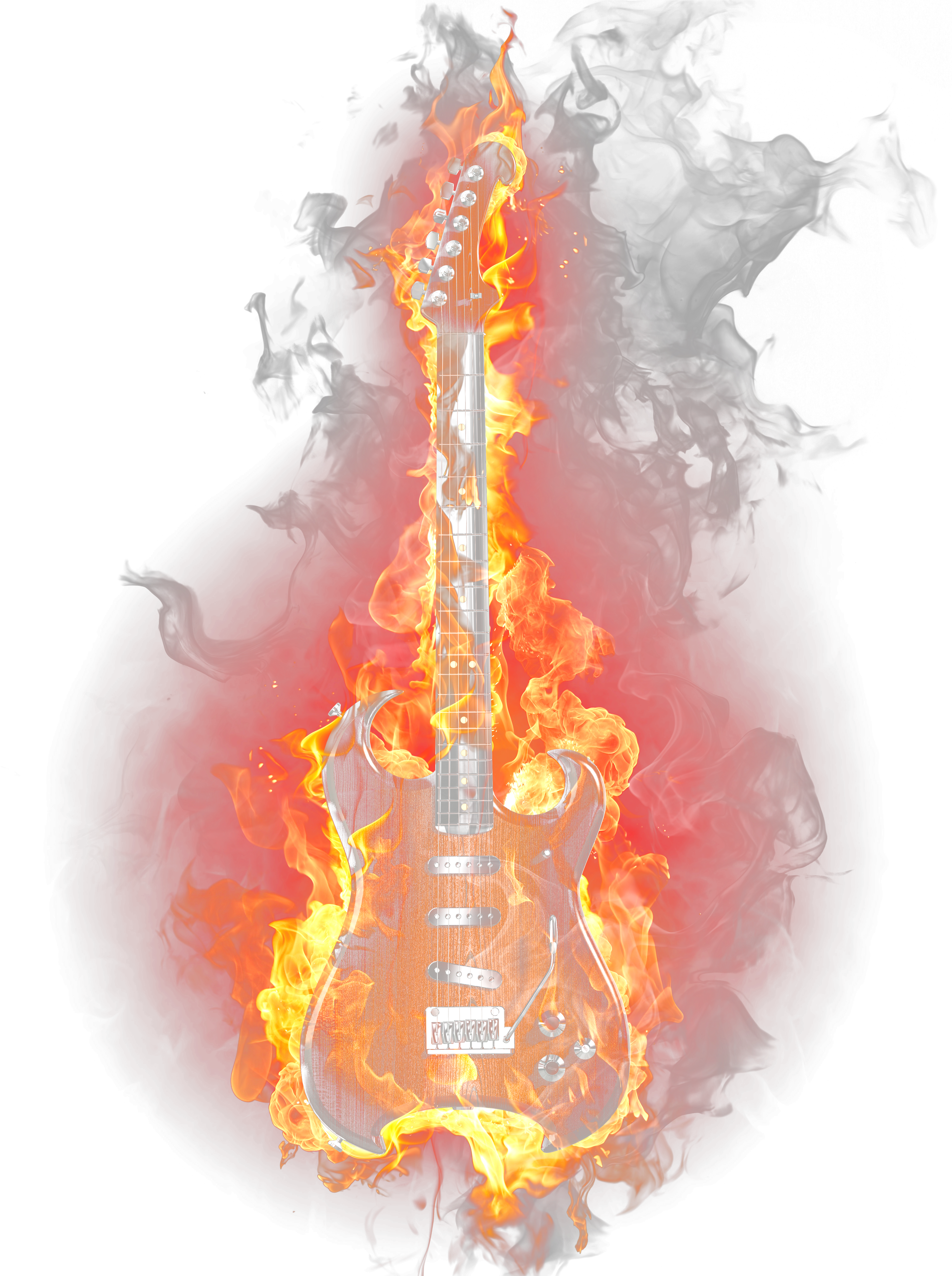 Flaming Guitar Graphic PNG with transparent background