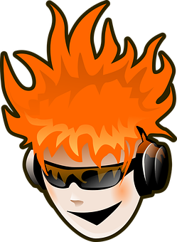 Flaming Hair Character Avatar PNG with transparent background