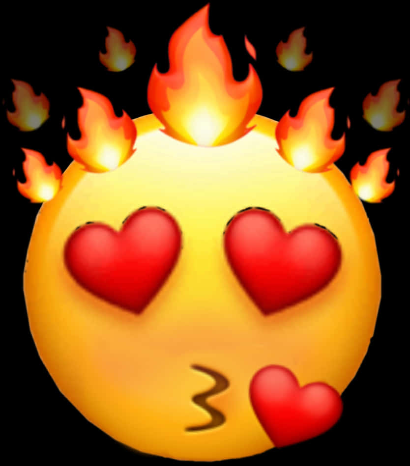 Flaming_ Heart_ Eyes_ Emoji PNG with transparent background