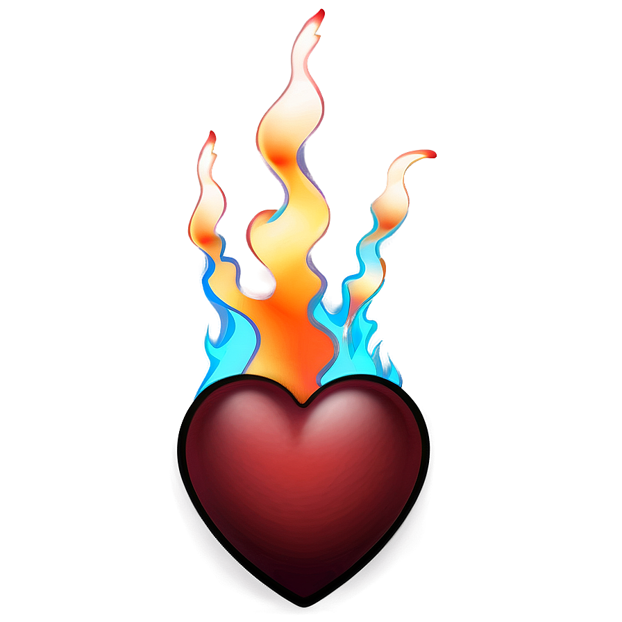 Flaming Red Heart Emoji Png 37