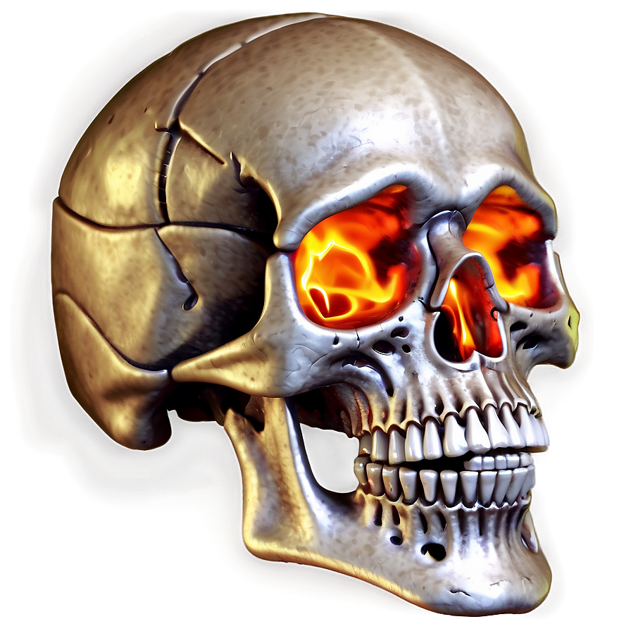 Flaming Skeleton Head Png Pdk75