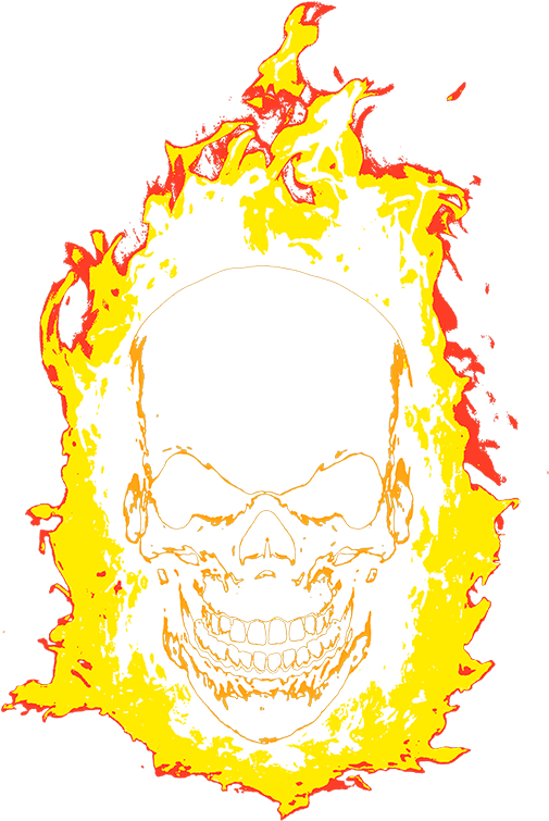 Flaming_ Skull_ Artwork PNG with transparent background