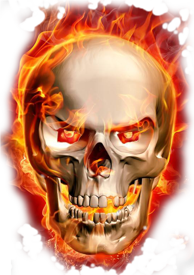 Flaming Skull Artwork PNG with transparent background